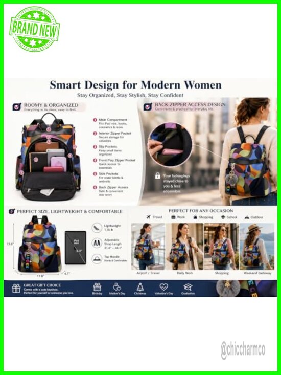 Women\'s Anti-Theft Water-Resistant Oxford Fabric Fashion Backpack Purse 3-in-1 main image 4